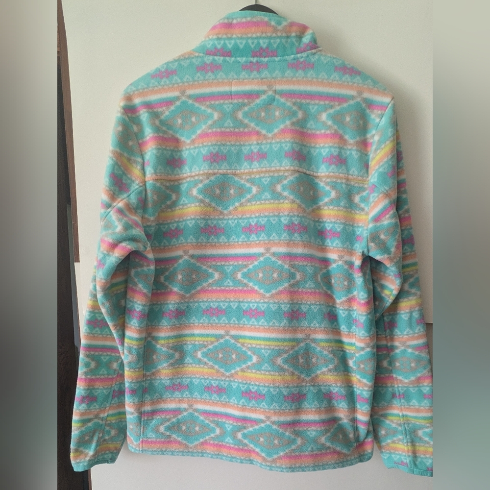 Chubbies The Flame Commander Fleece Quarter Zip Teal Geometric Aztec Medium - Picture 10 of 15